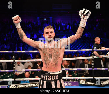 Newcastle, UK. Okt, 2019 19. Robbie Davies Jr vs Lewis Ritson - Super-Lightweight Wettbewerb während Robbie Davies JR vs Lewis Ritson an Utilita Arena am Samstag, den 19. Oktober 2019 in Newcastle, Großbritannien. Credit: Taka G Wu/Alamy leben Nachrichten Stockfoto