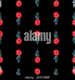 Nahtlose Muster der Sommer tropische Blumen. Florale botanischen Flower auf schwarzem Hintergrund. Hand Vector Illustration gezeichnet. Botanische Hawaii na Stock Vektor