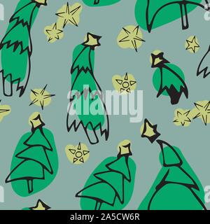 Stars unter den Bäumen, Weihnachten Muster vektor Oberflächengestaltung Stock Vektor