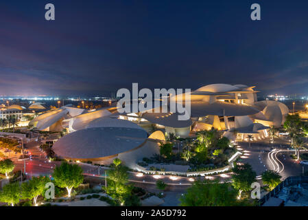 Qatar National Museum Ariel Sunset View Stockfoto