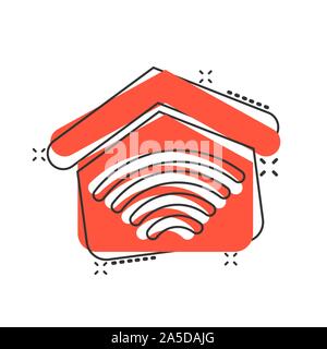"Smart Home"-Symbol im Comic-stil. Haus der Vektor Cartoon Illustration Piktogramm splash Wirkung. Stock Vektor