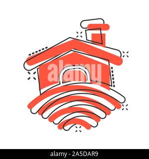 "Smart Home"-Symbol im Comic-stil. Haus der Vektor Cartoon Illustration Piktogramm splash Wirkung. Stock Vektor