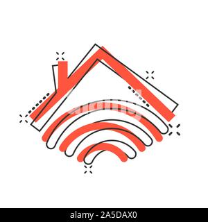 "Smart Home"-Symbol im Comic-stil. Haus der Vektor Cartoon Illustration Piktogramm splash Wirkung. Stock Vektor
