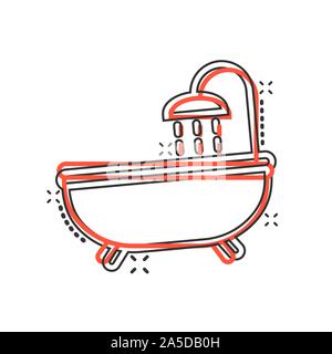 Symbol Badewanne Dusche im Comic-stil. Bad hygiene Vektor Cartoon Illustration Piktogramm splash Wirkung. Stock Vektor