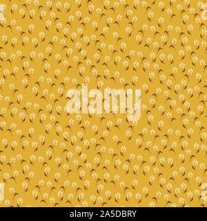 Tulip vintage Senf Gelb Farben nahtlose Vektor Muster. Stock Vektor