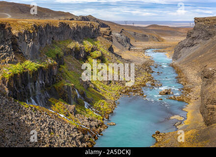 Sigoldugljufur, eine Schlucht mit Wasserfällen in Island Stockfoto