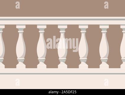 Nahtlose Muster der Balustrade. Das Gehäuse der Balkon oder Veranda. Architektonische Teil des Auftrags. Vector EPS 10. Stock Vektor