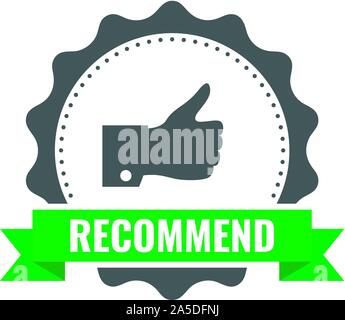 Empfohlene Stempel, Aufkleber, Dichtung. Runde Banner mit Band empfohlen. Vektor icon. Stock Vektor