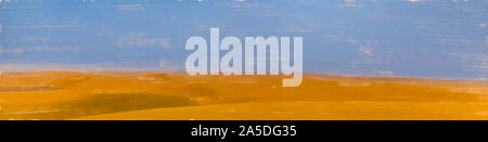 Watercolor Illustration: absichtlich unscharf Panorama einer Wüstenlandschaft mit Sanddünen und blauer Himmel. Stockfoto