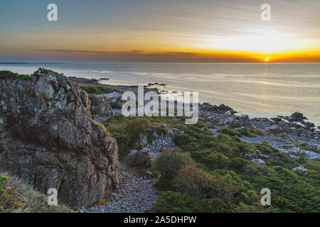 Hovs Hallar bei Sonnenuntergang, schönen, warmen Farben, Skåne, Schweden Stockfoto