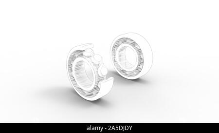 3D-Rendering für eine Metall Kugellager auf weißem Hintergrund Stockfoto