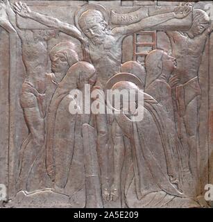 Kreuzigung, Altar des Heiligen Herzen Jesu in der Kirche des Heiligen Blasius, Zagreb, Kroatien. Stockfoto