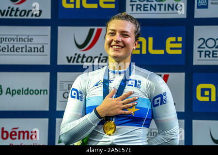 Mathilde Gros FRA gewinnt Gold im Keirin Frauen während der uec Titel Radfahren Europäische Meisterschaft am Oktober, 19 2019 in Apeldoorn, Niederlande. (Foto von SCS/Sander Chamid Stockfoto