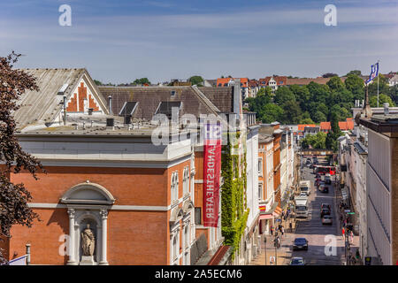 Straße und historischen Gebäuden in Flensburg, Deutschland Stockfoto