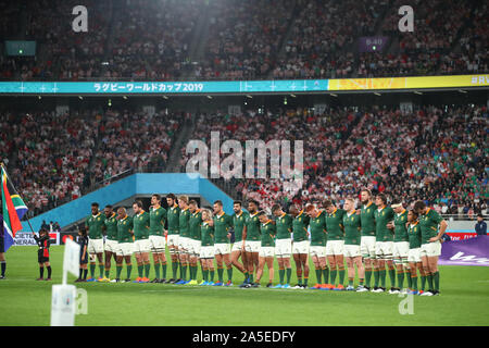 Südafrika team Group (RSA), 20. Oktober 2019 - Rugby: 2019 Rugby World Cup 2019 Rugby World Cup Viertelfinale zwischen Japan 3-26 Südafrika in Tokyo im Stadion in Tokio, Japan. (Foto durch Yohei Osada/LBA SPORT) Stockfoto