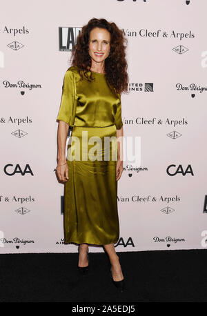 LOS ANGELES, Ca - 19. Oktober: Andie MacDowell L.A. besucht Das Tanzprojekt jährlichen Gala bei Hauser & Wirth am 19. Oktober 2019 in Los Angeles, Kalifornien. Stockfoto