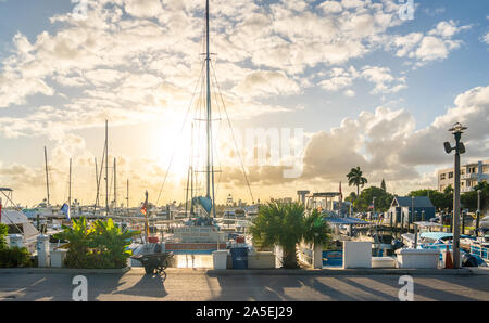 Fort Lauderdale, Florida, USA - 20. September 2019: Angeln Boote zum Mieten in Fort Lauderdale Marina, USA Stockfoto