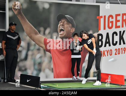 Tokio, Japan. Okt, 2019 20. Tiger Woods nimmt an Workshop der Veranstaltung 'Tiger ist zurück" an der Meiji-Universität in Tokyo, Japan am Sonntag, 20. Oktober 2019. Foto von Mori Keizo/UPI Quelle: UPI/Alamy leben Nachrichten Stockfoto