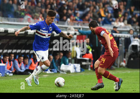 Genua, Italien, 20 Okt 2019, Emiliano Rigoni (sampdoria), Alessandro Florenzi (Roma) bei Sampdoria vs AS Rom - Italienische Fußball Serie A Männer Meisterschaft - Credit: LPS/Danilo Vigo/Alamy leben Nachrichten Stockfoto