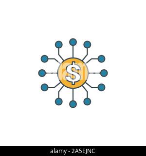 Fintech Icon Set. Vier Elemente in verschiedenen Stilrichtungen von fintech icons Collection. Kreative fintech Icons, Outline, Farben und Symbole Stock Vektor