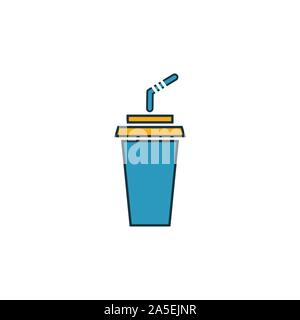 Trinken mit dem Strohhalm Icon Set. Vier Elemente in verschiedenen Stilrichtungen von Fastfood icons Collection. Kreative Drink mit Stroh gefüllt Symbole, Umriss Stock Vektor