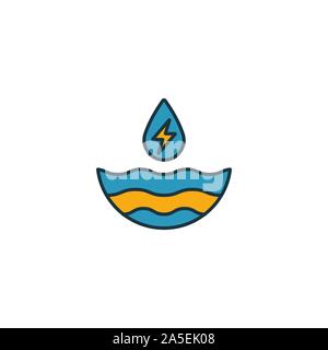 Wasser Energie Symbol gesetzt. Vier Elemente in verschiedenen Stilrichtungen von Kraft und Energie icons Collection. Kreative Wasser Energie Icons, Outline, farbig Stock Vektor
