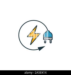 Das Symbol für die Erneuerbaren Energien gesetzt. Vier Elemente in verschiedenen Stilrichtungen von Kraft und Energie icons Collection. Kreative erneuerbare Energien Icons, Umriss Stock Vektor