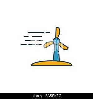 Windenergie Icon Set. Vier Elemente in verschiedenen Stilrichtungen von Kraft und Energie icons Collection. Kreative Windenergie Icons, Outline, farbige und Stock Vektor