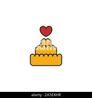 Kuchen Icon Set. Vier Elemente in verschiedenen Stilrichtungen von Flitterwochen icons Collection. Kreative kuchen Icons, Outline, Farben und Symbole Stock Vektor