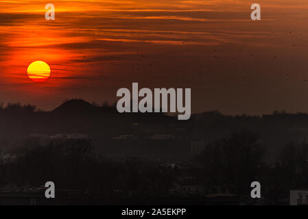 Sonnenuntergang in Krakau, Krakus Stimmung - Polen Stockfoto