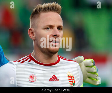 BUDAPEST, Ungarn - Oktober 13, 2019: Balazs Dzsudzsak hört die Hymne vor dem Ungarn v Aserbaidschan UEFA Euro Bestimmung an Groupama Arena. Stockfoto