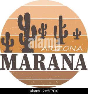 Landschaft der Staat Arizona MARANA Stadt. T-Shirt und Kleid vektor design, Druck, Typographie, Plakat, Emblem Stock Vektor