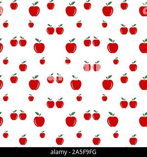 Rote Äpfel nahtlose Vektor Muster Fliesen. Wiederholen Drucken. Perfekt für zurück zu Schule oder Apple Picking oder Lebensmittelverpackungen. Rote Äpfel zufällig angeordnet Stock Vektor