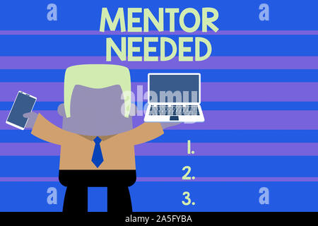 Wort schreiben Text Mentor benötigt. Business Foto zur Schau stellen wollte Hilfe für mehr erfahren oder mehr Kenntnisse Nachweis ständigen professionellen Stockfoto