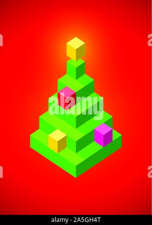 Weihnachtsbaum aus 3D-Pixel Stock Vektor