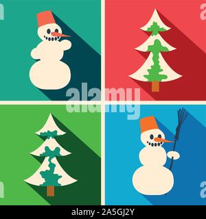 Weihnachten lange Schatten Symbole Stock Vektor
