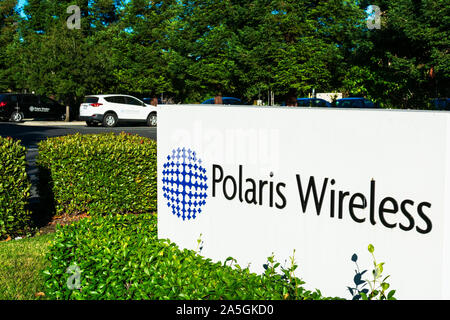 Polaris Wireless Zeichen am Hauptsitz von 3D Mobile Location Firma im Silicon Valley Stockfoto