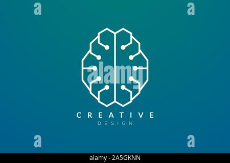 Design abstrakte Gehirn Form logo mit Technologie Stil. Einfache und moderne vektor design für business Marke im Bereich der digitalen Technologie, Netzwerk Stock Vektor