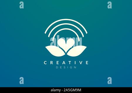 Logo Design von der Form eines Blattes und Herz kombiniert. Einfache und moderne vektor design für business Marken im Spa, hotel, Schönheit, Gesundheit, Art Stock Vektor