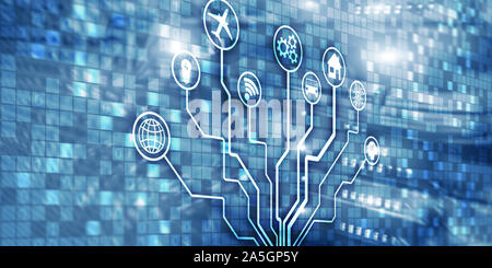 IOT. Digitalisierung, digitale Störungen Hintergrund matrix Informationstechnologie und Internet Konzept Stockfoto