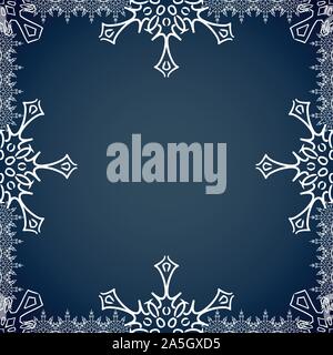 Weihnachten Rahmen mit Schneeflocken auf den Kanten Stock Vektor