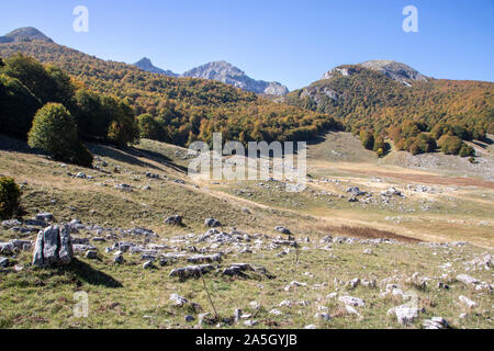 Sonnigen Tal im Nationalpark Abruzzen im Herbst, Italien Stockfoto