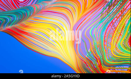 Bunte geschwungene Linien mit abgestuften blau-violetten Hintergrund Stockfoto