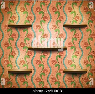 Holzfachböden in Retro Zimmer Stock Vektor