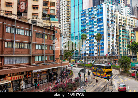 Ansicht von Yee Wo Street. Causeway Bay, Hong Kong, China. Stockfoto