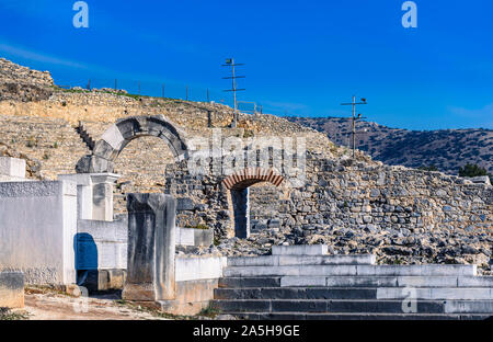 Philippi ist in der Nähe der Ruinen der antiken Stadt und ist Teil der Region Ostmakedonien und Thrakien in Kavala, Griechenland. Stockfoto