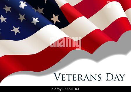 Veterans Day holiday Banner mit realistischen Amerikanische Flagge Stock Vektor