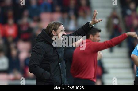 Norwich Head Coach Daniel Farke während des Premier League Spiels zwischen AFC Bournemouth und Norwich City im Vitality Stadium Stadium , Bournemouth , 19. Oktober 2019 - nur für redaktionelle Verwendung. Keine Verkaufsförderung. Für Football-Bilder gelten Einschränkungen für FA und Premier League. Keine Nutzung des Internets/Handys ohne FAPL-Lizenz - für Details wenden Sie sich an Football Dataco Stockfoto