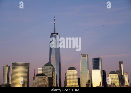 Lower Manhattan Skyline bei Nacht, NEW YORK CITY, USA Stockfoto