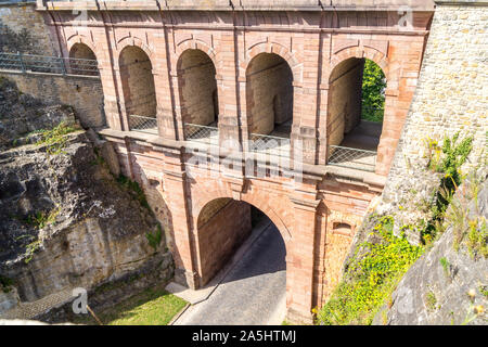 Schlassbreck, Burg Brücke, 1735, Bock-kasematten Befestigungsanlagen, Wengen, der Stadt Luxemburg, Großherzogtum Luxemburg Stockfoto